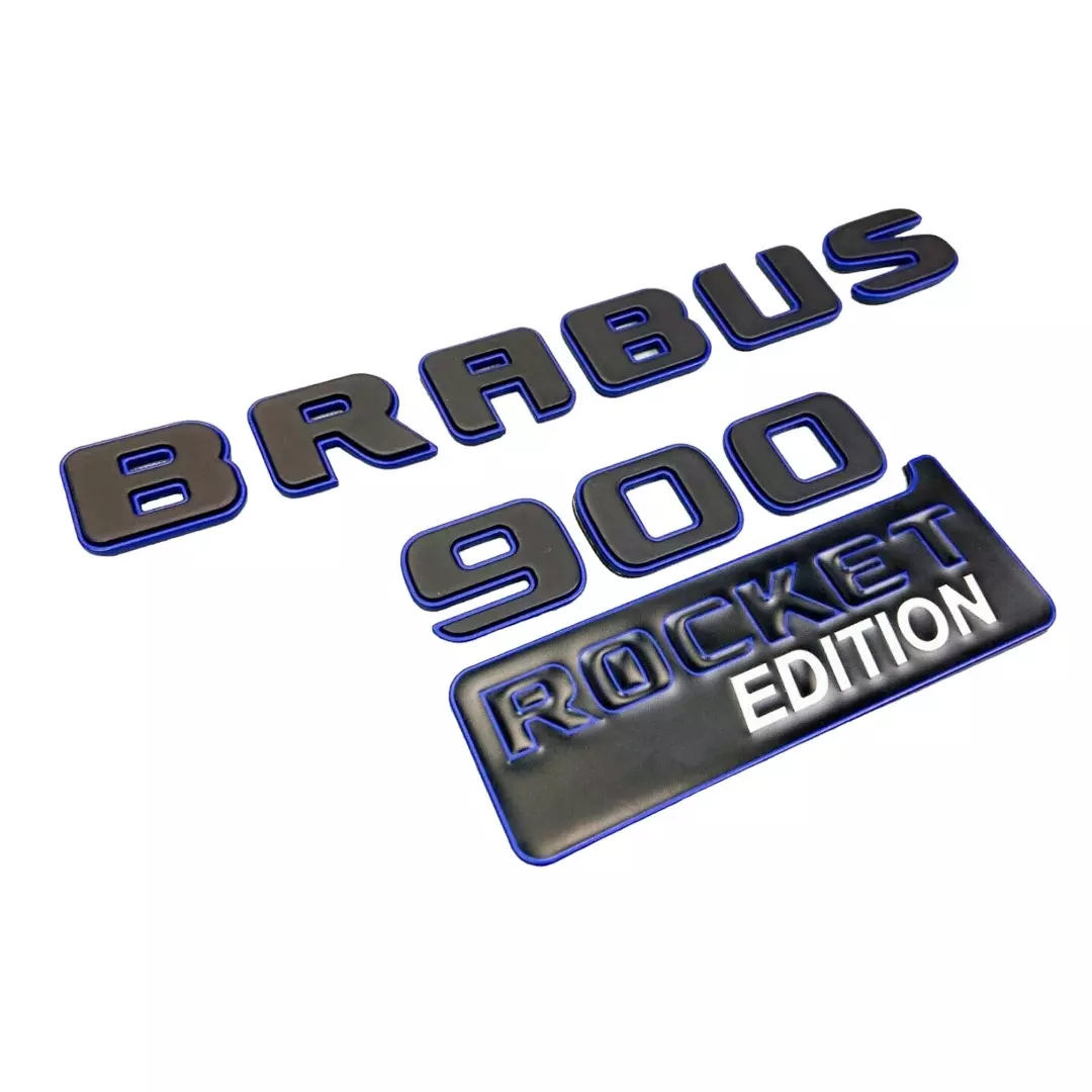 Zestaw  emblematów Metallic Brabus 900 ROCKET blue edition do Mercedes-Benz G-Klasa W463