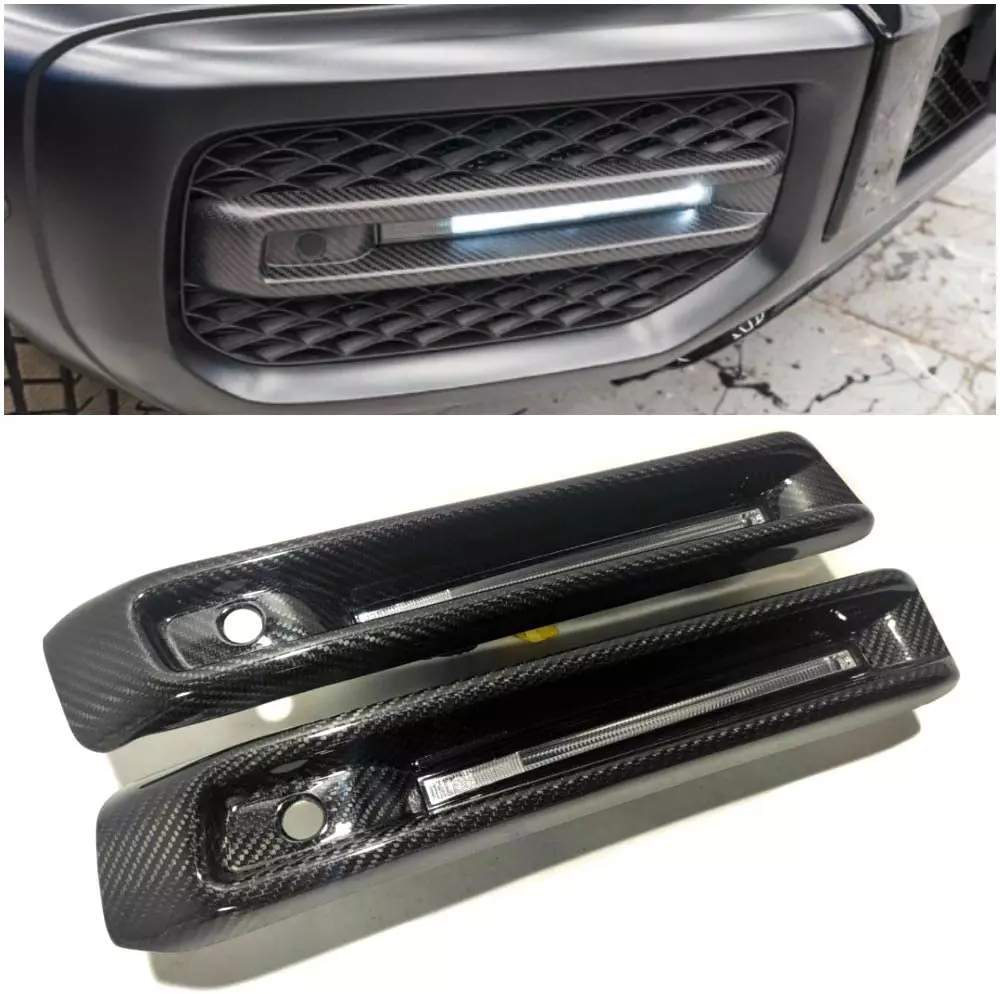 Osłony przednich świateł przeciwmgielnych AMG Karbon  z diodami LED do Mercedes-Benz klasy G W463A