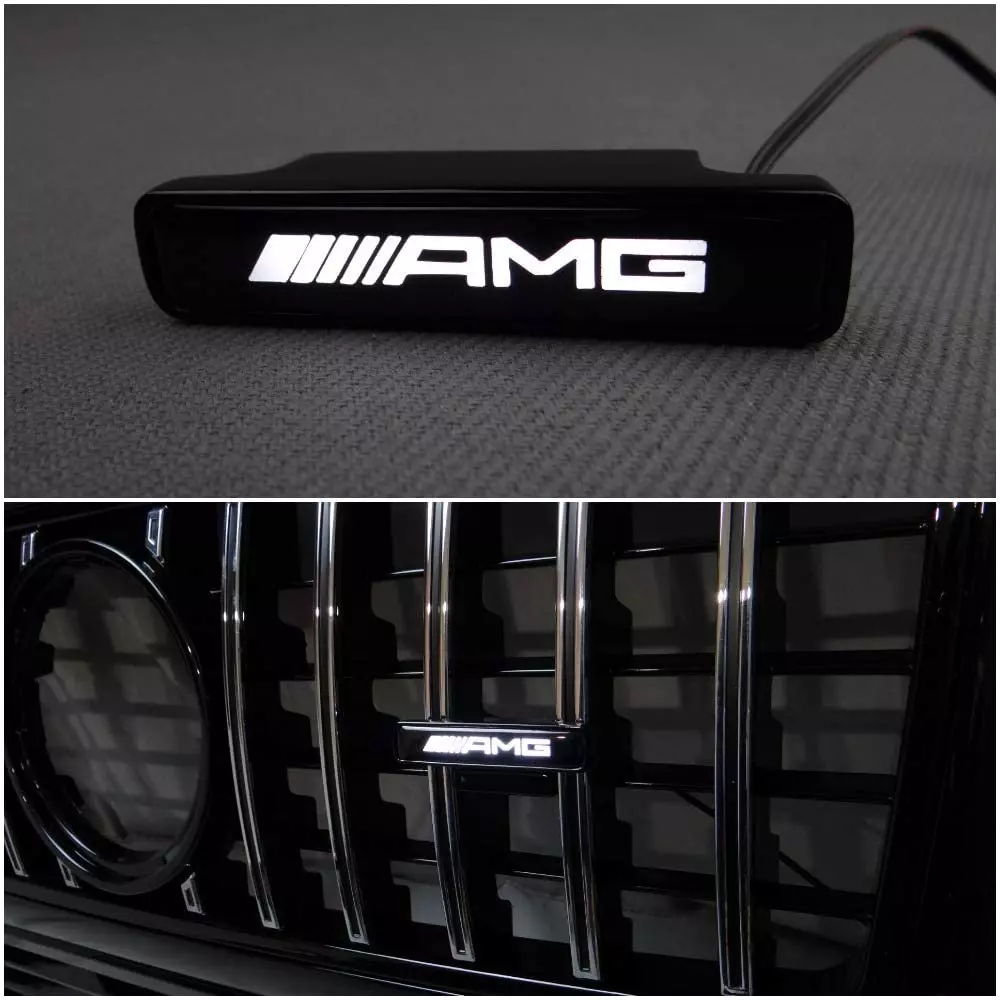 Emblemat na grilla AMG biały LED do Mercedes W463 G Wagon G63 G500 G55